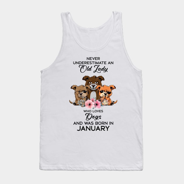 Never Underestimate An Old Woman Who Loves Cats And Was Born In January Tank Top by Happy Solstice